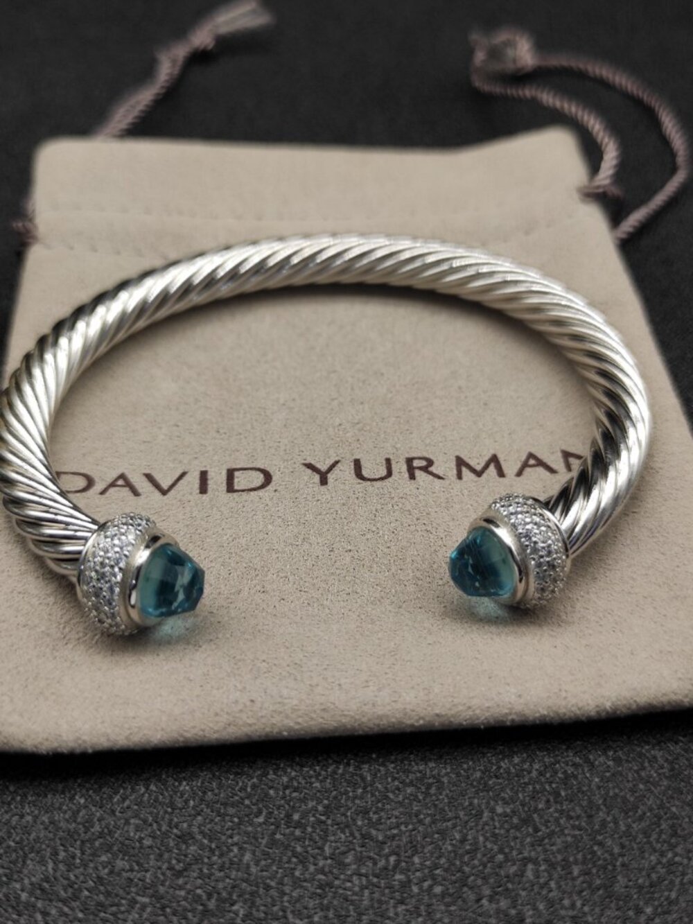 David Yurman 7mm full-diamond blue diamond bracelet